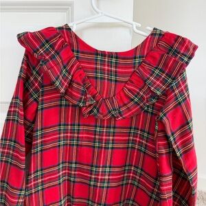 H&M Red Plaid Kids Dress with Ruffle Collar